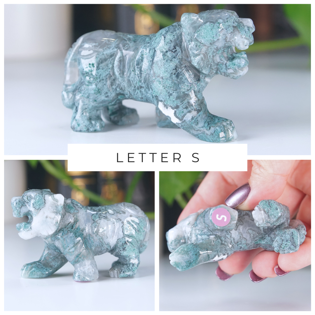 Moss Agate Small Tiger Carving | Pick Your Favorite