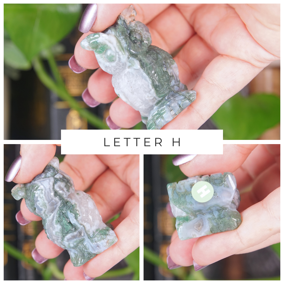 Moss Agate Small Owl Carving | Pick Your Favorite