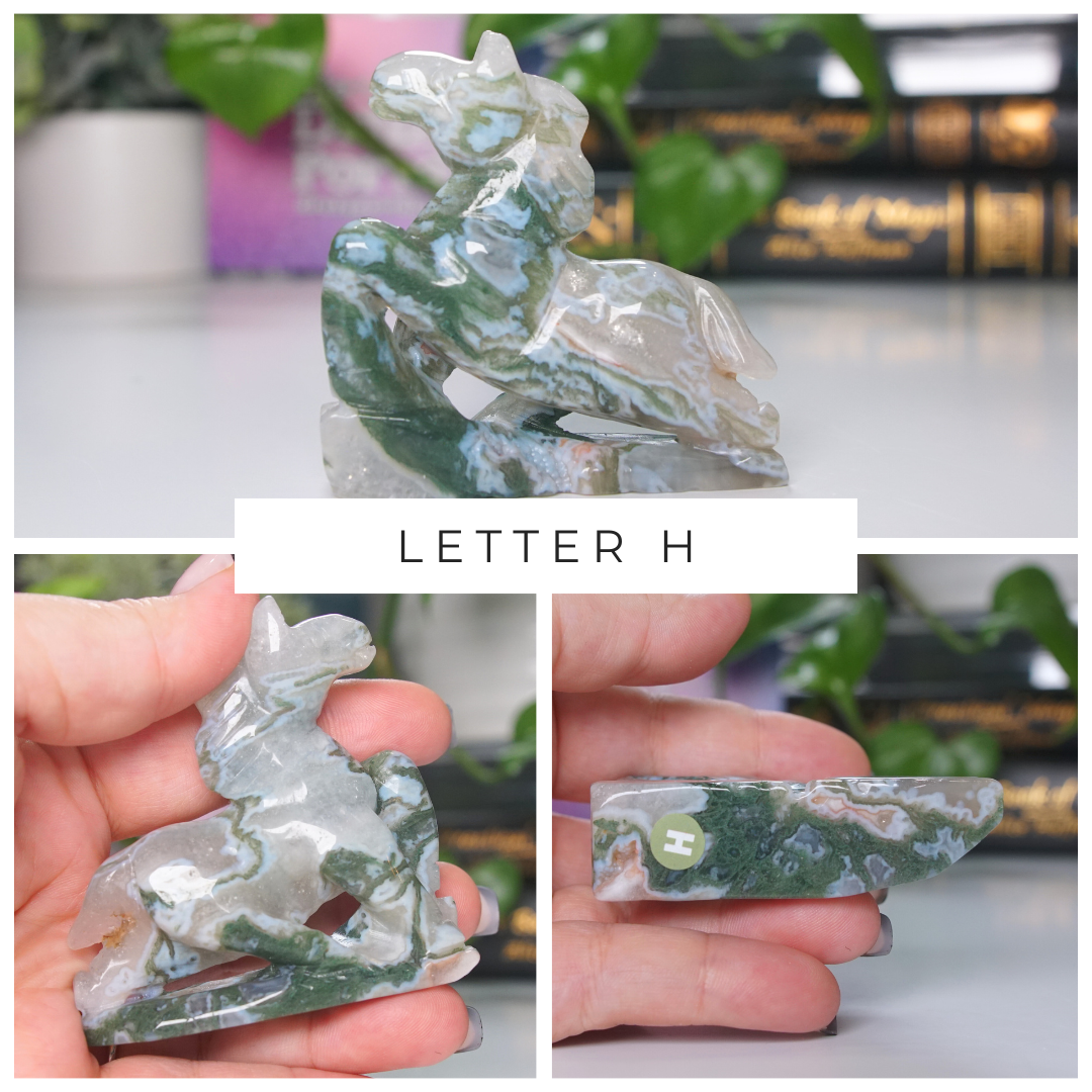 Moss Agate Small Horse Carving | Pick Your Favorite
