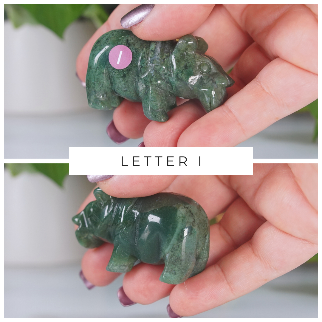 Moss Agate Small Hippo Carving | Pick Your Favorite