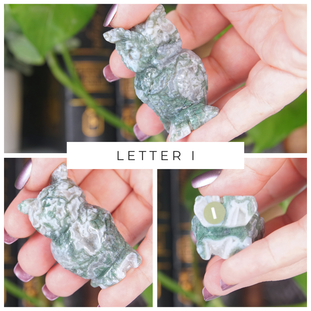 Moss Agate Small Owl Carving | Pick Your Favorite