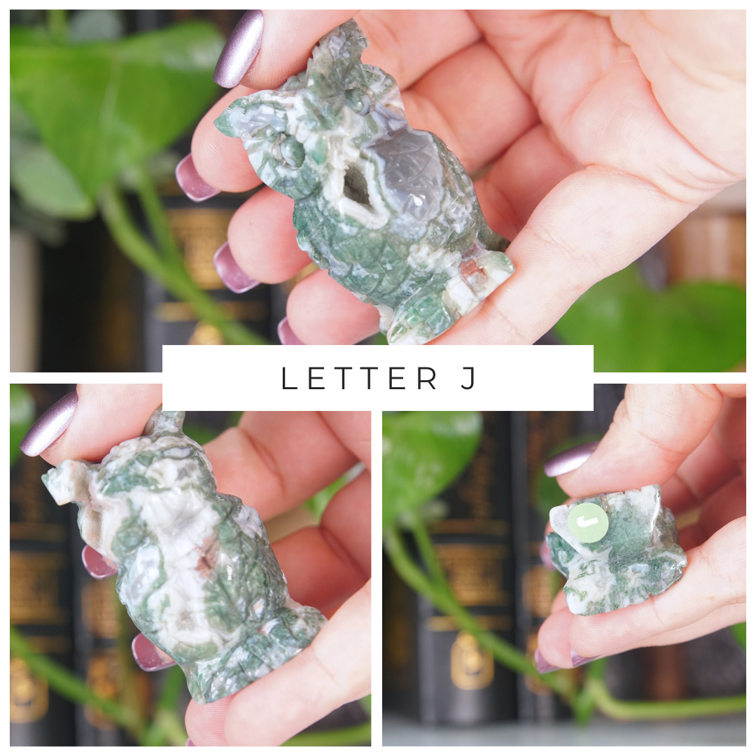 Moss Agate Small Owl Carving | Pick Your Favorite