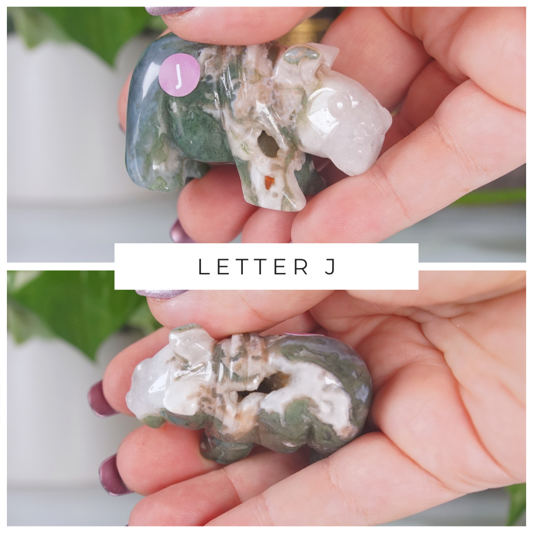 Moss Agate Small Hippo Carving | Pick Your Favorite