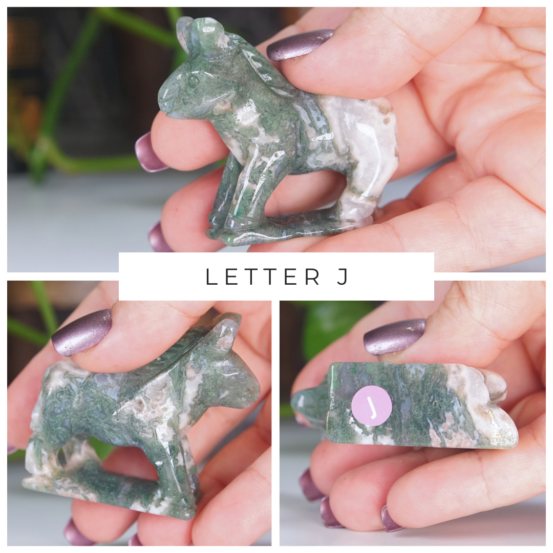 Moss Agate Small Donkey Carving | Pick Your Favorite
