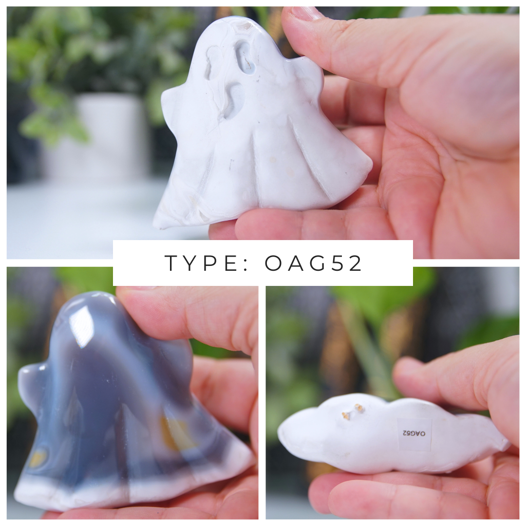 Orca Agate Blue Grey Ghost Carvings