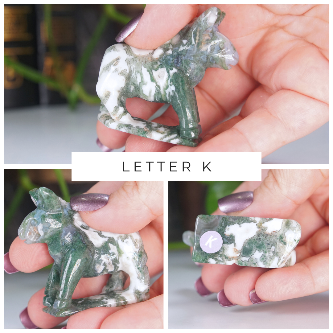 Moss Agate Small Donkey Carving | Pick Your Favorite