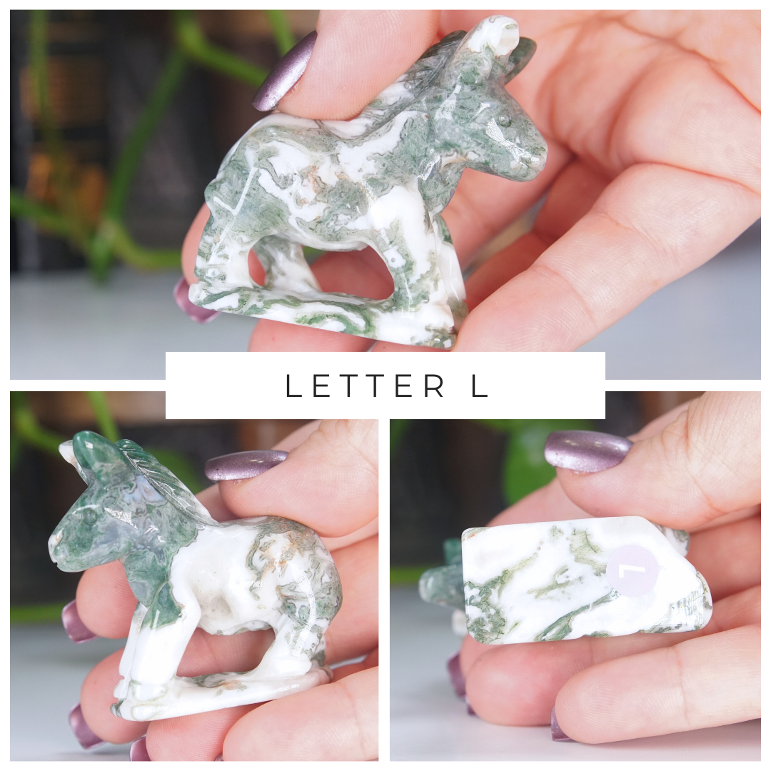 Moss Agate Small Donkey Carving | Pick Your Favorite