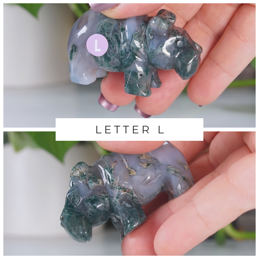 Moss Agate Small Hippo Carving | Pick Your Favorite
