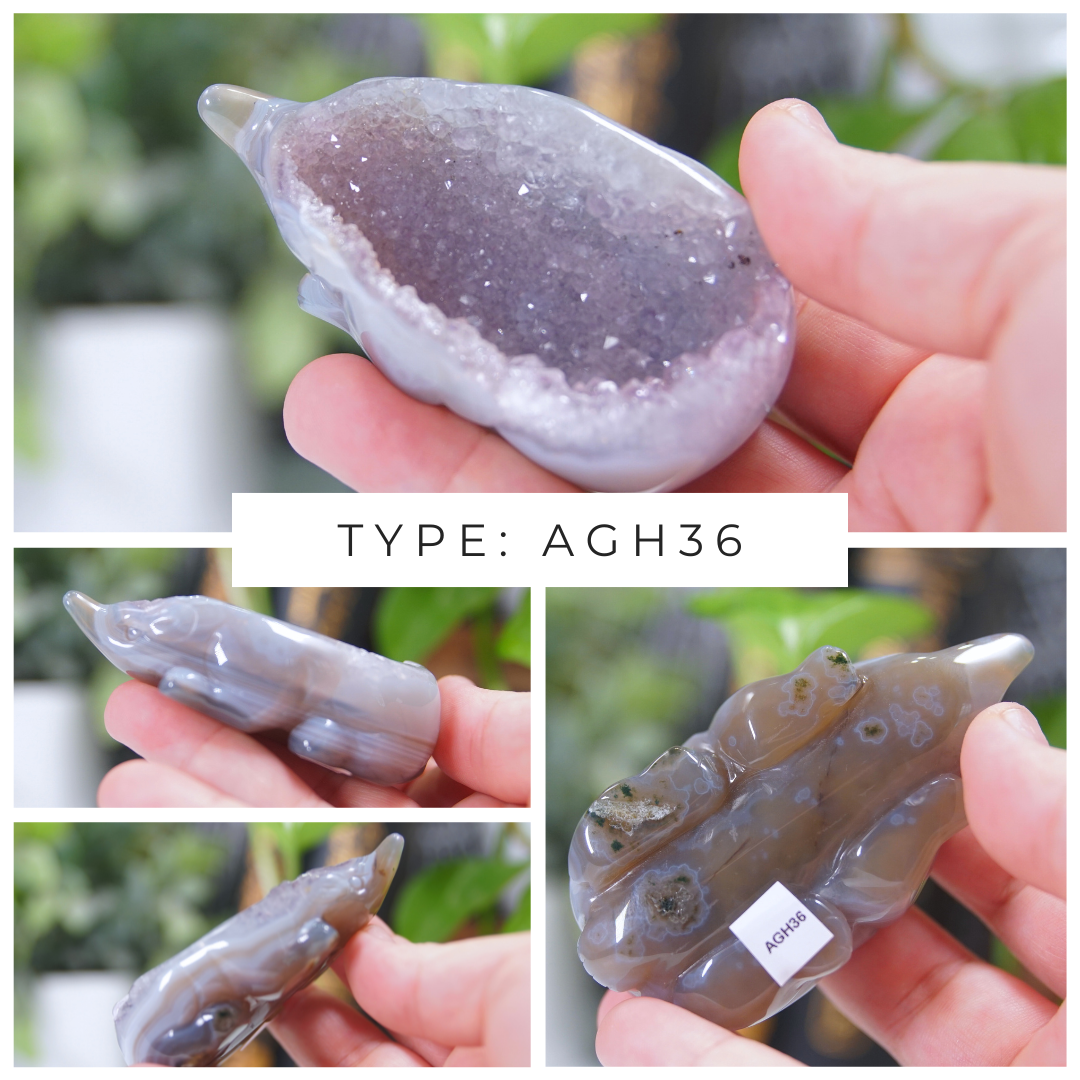 Agate & Amethyst Hedgehog Carvings