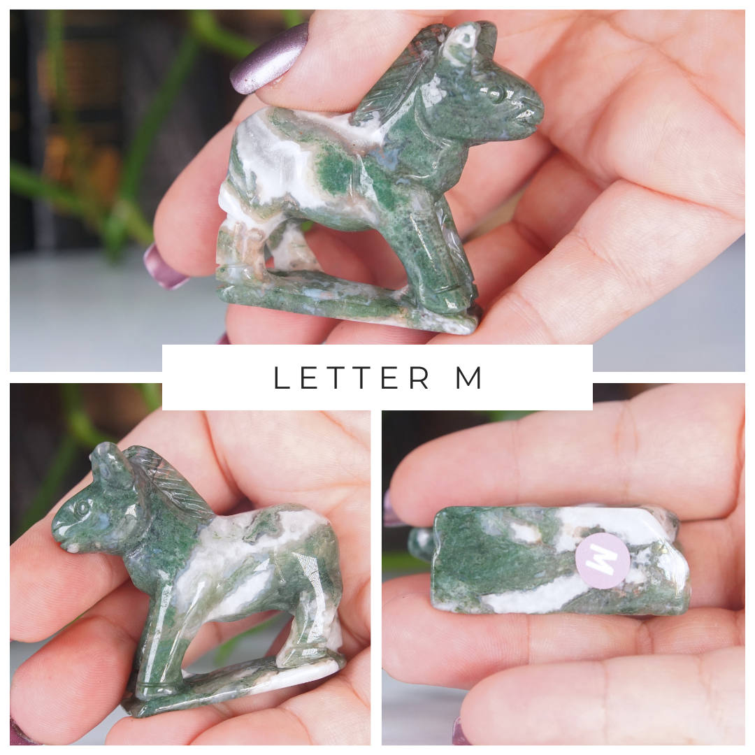 Moss Agate Small Donkey Carving | Pick Your Favorite