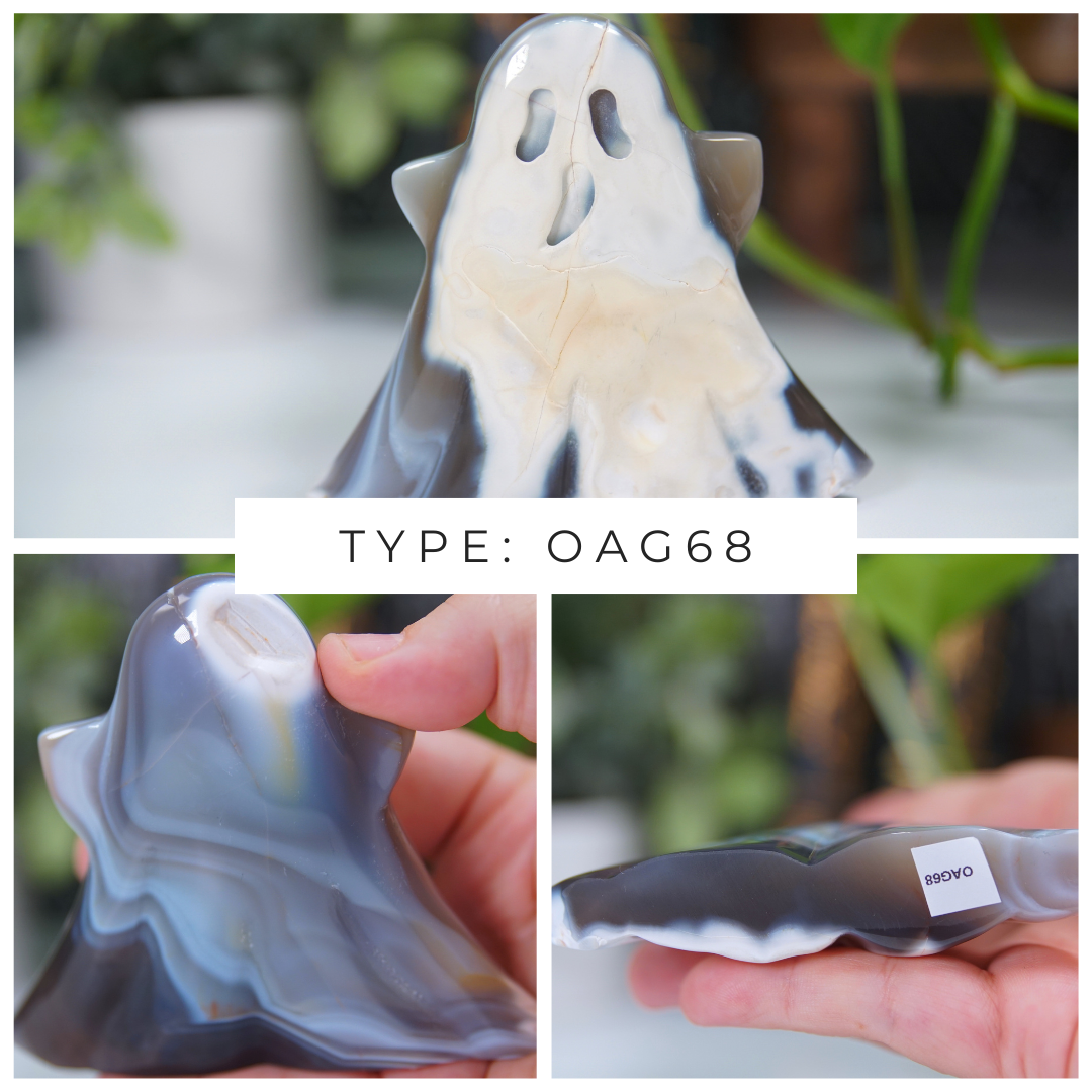 Orca Agate Blue Grey Ghost Carvings