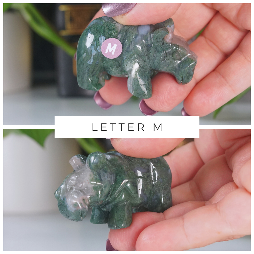 Moss Agate Small Hippo Carving | Pick Your Favorite