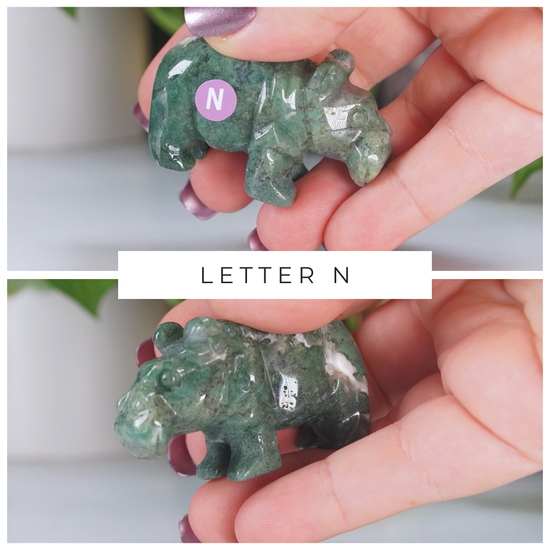 Moss Agate Small Hippo Carving | Pick Your Favorite