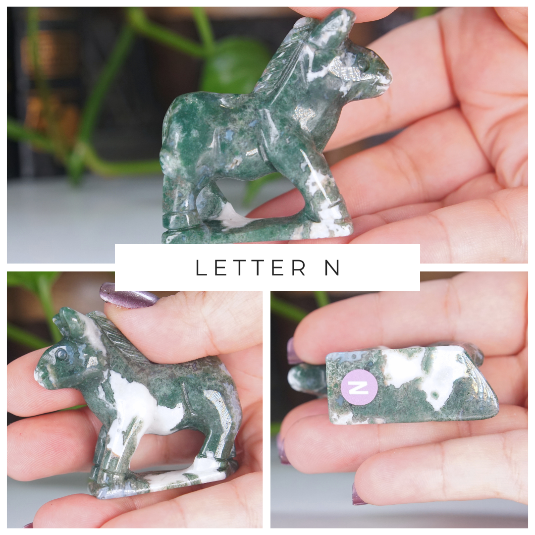 Moss Agate Small Donkey Carving | Pick Your Favorite
