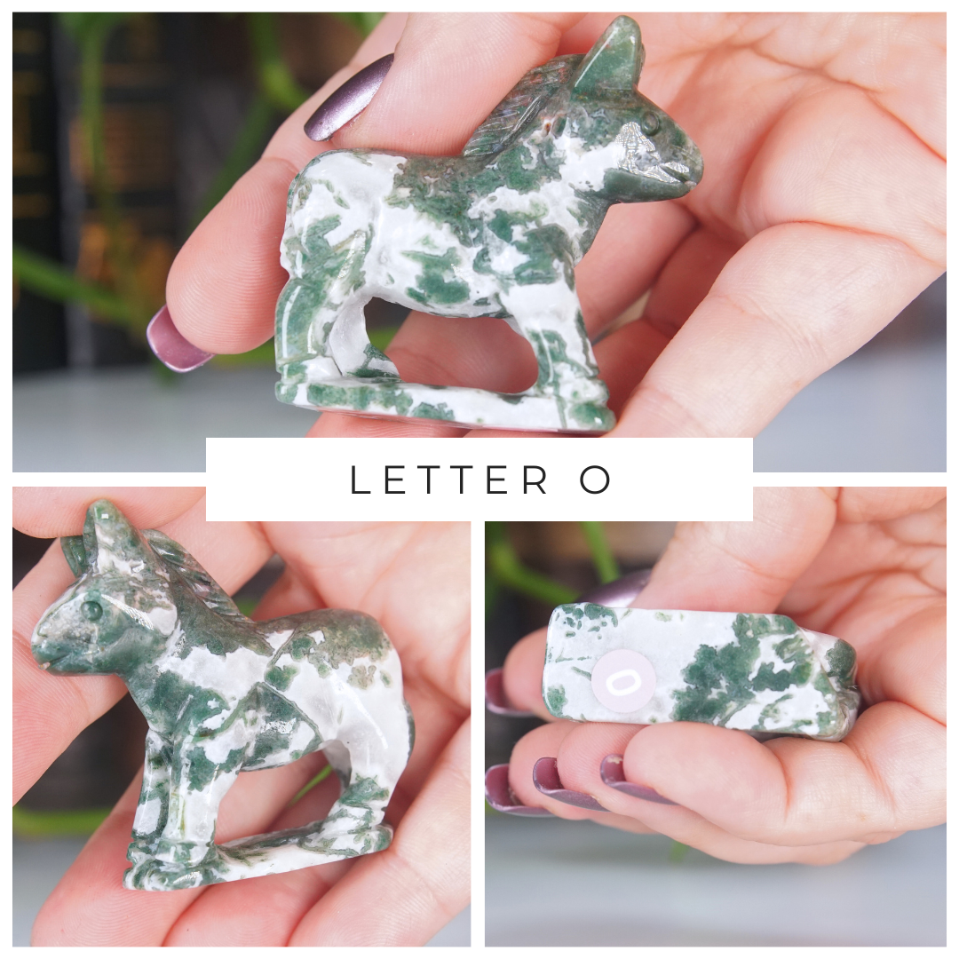 Moss Agate Small Donkey Carving | Pick Your Favorite