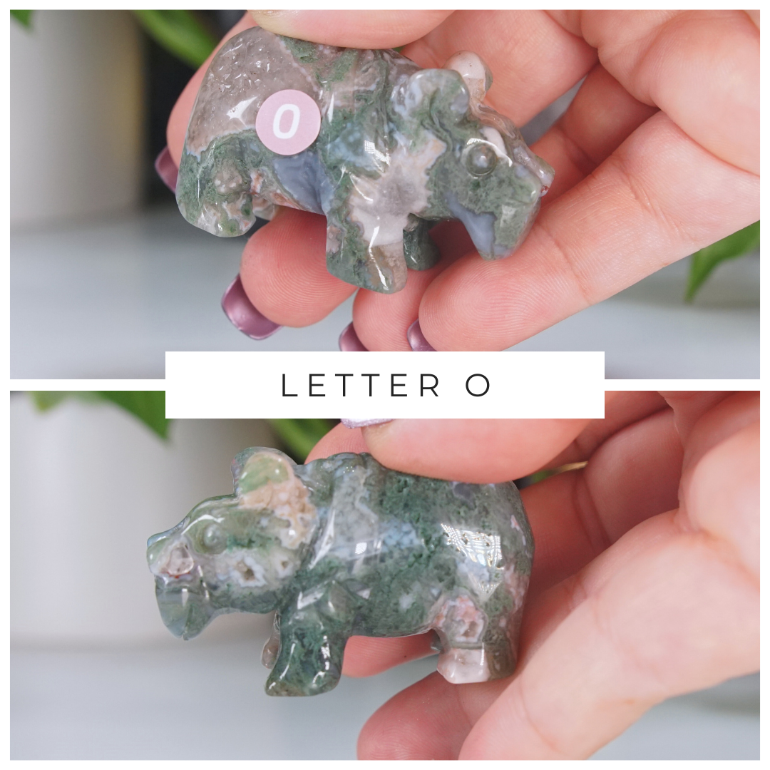 Moss Agate Small Hippo Carving | Pick Your Favorite