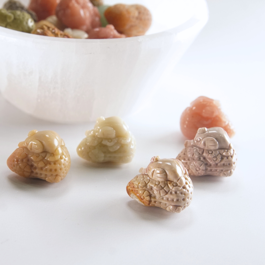 MINI Alashan Agate Sleepy Elephant On Peanut Carving | Intuitively Chosen