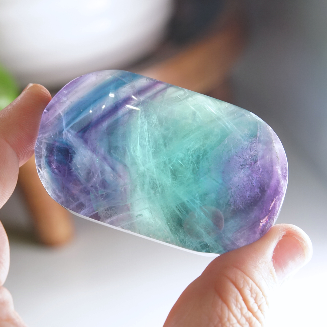 Rainbow Fluorite Palm Stone | High Quality Glassy Fluorite Palm Stone (H)