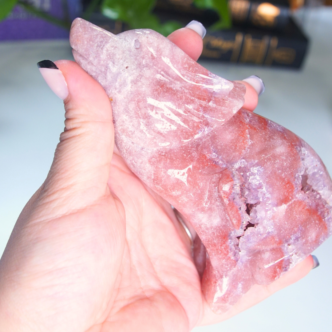 Druzy Amethyst Wolf Crystal Carving Geode Statement Piece