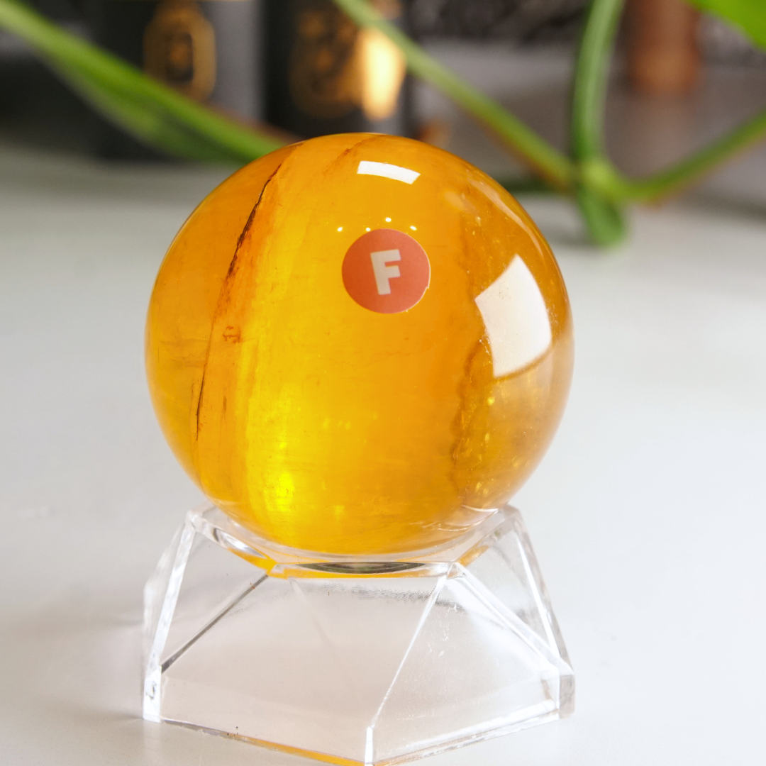 Yellow Fluorite With Mica Sphere | High Quality Glassy Fluorite (F)