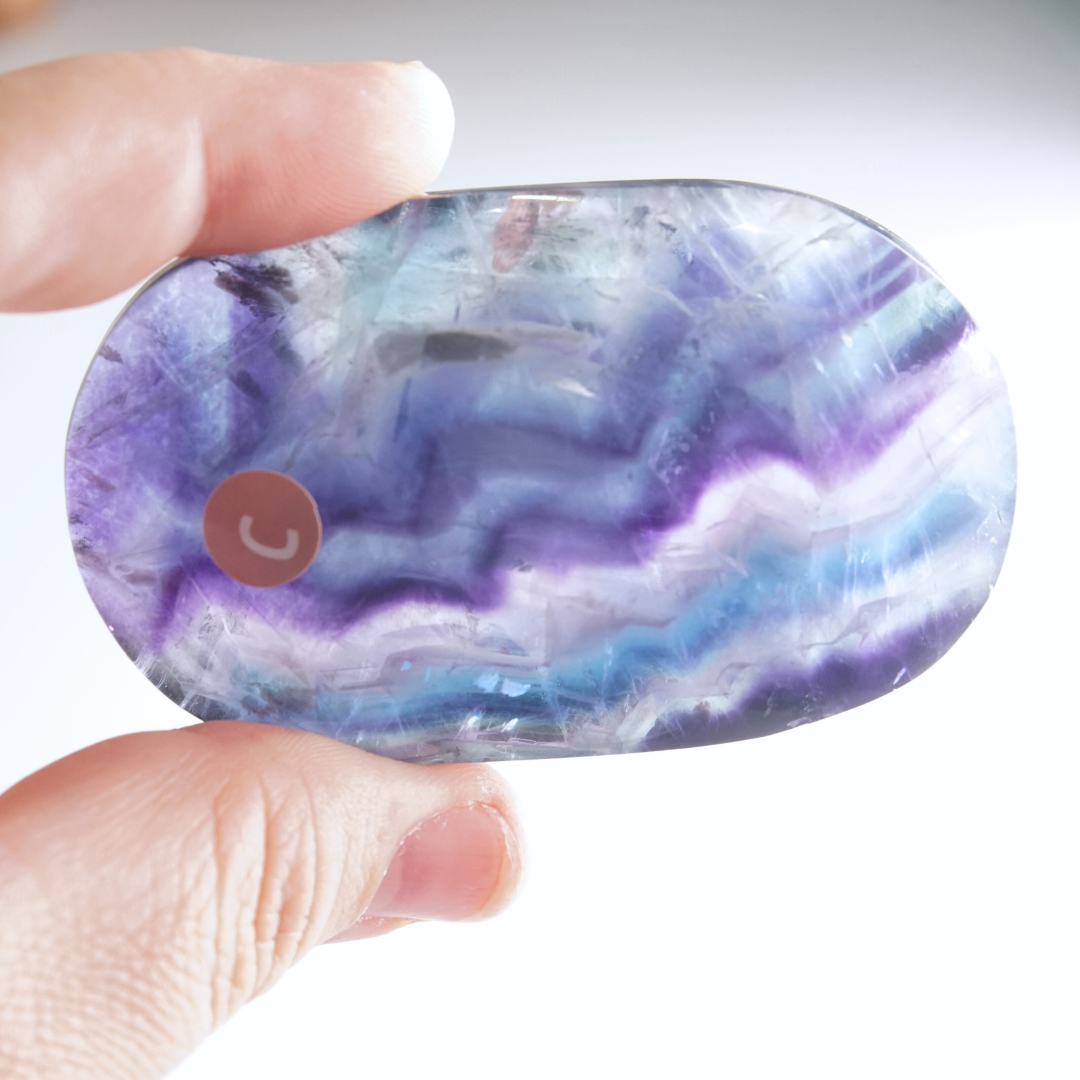 Rainbow Fluorite Palm Stone | High Quality Glassy Fluorite Palm Stone (C)