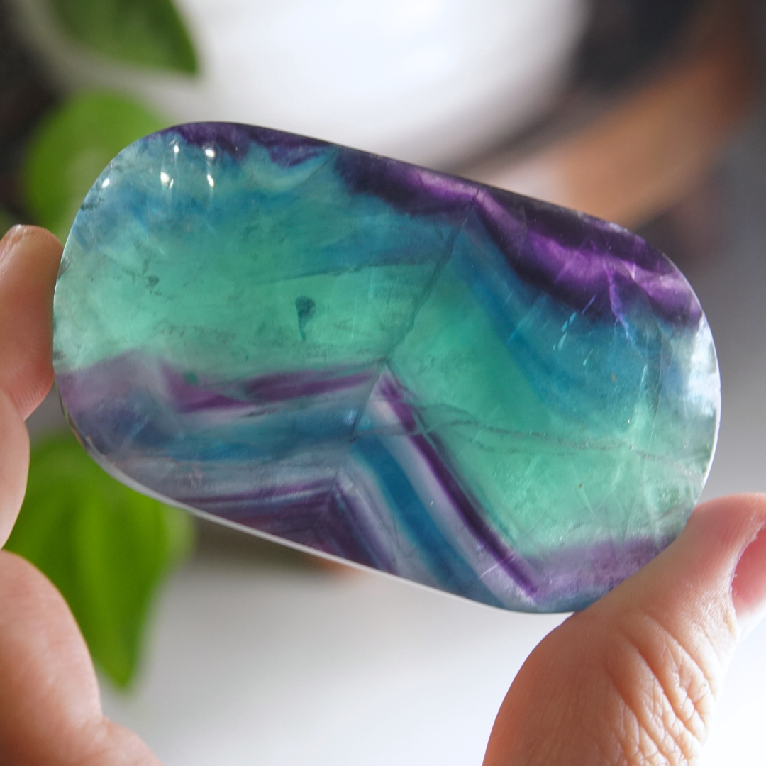 Rainbow Fluorite Palm Stone | High Quality Glassy Fluorite Palm Stone (I)