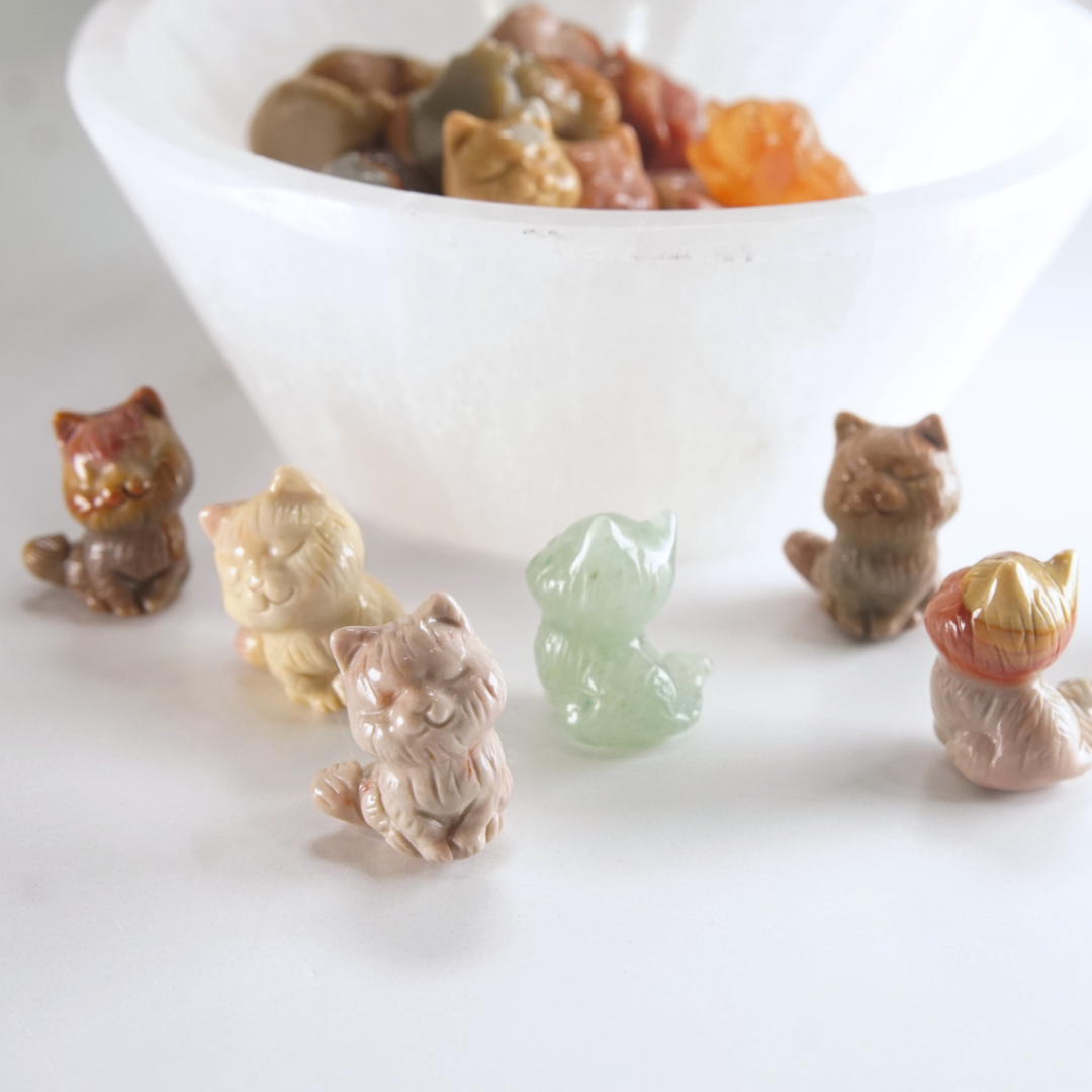 MINI Alashan Agate Sitting Cat Carving | Intuitively Chosen