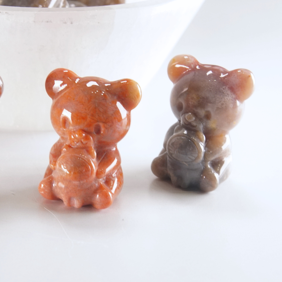 MINI Coral Jasper Teddy Bear Carving | Intuitively Chosen