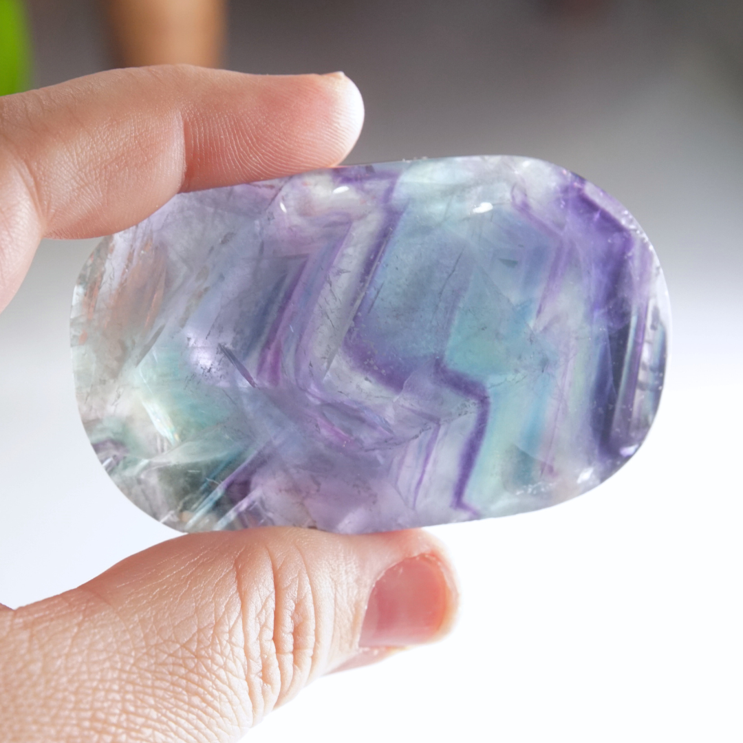 Rainbow Fluorite Palm Stone | High Quality Glassy Fluorite Palm Stone (G)