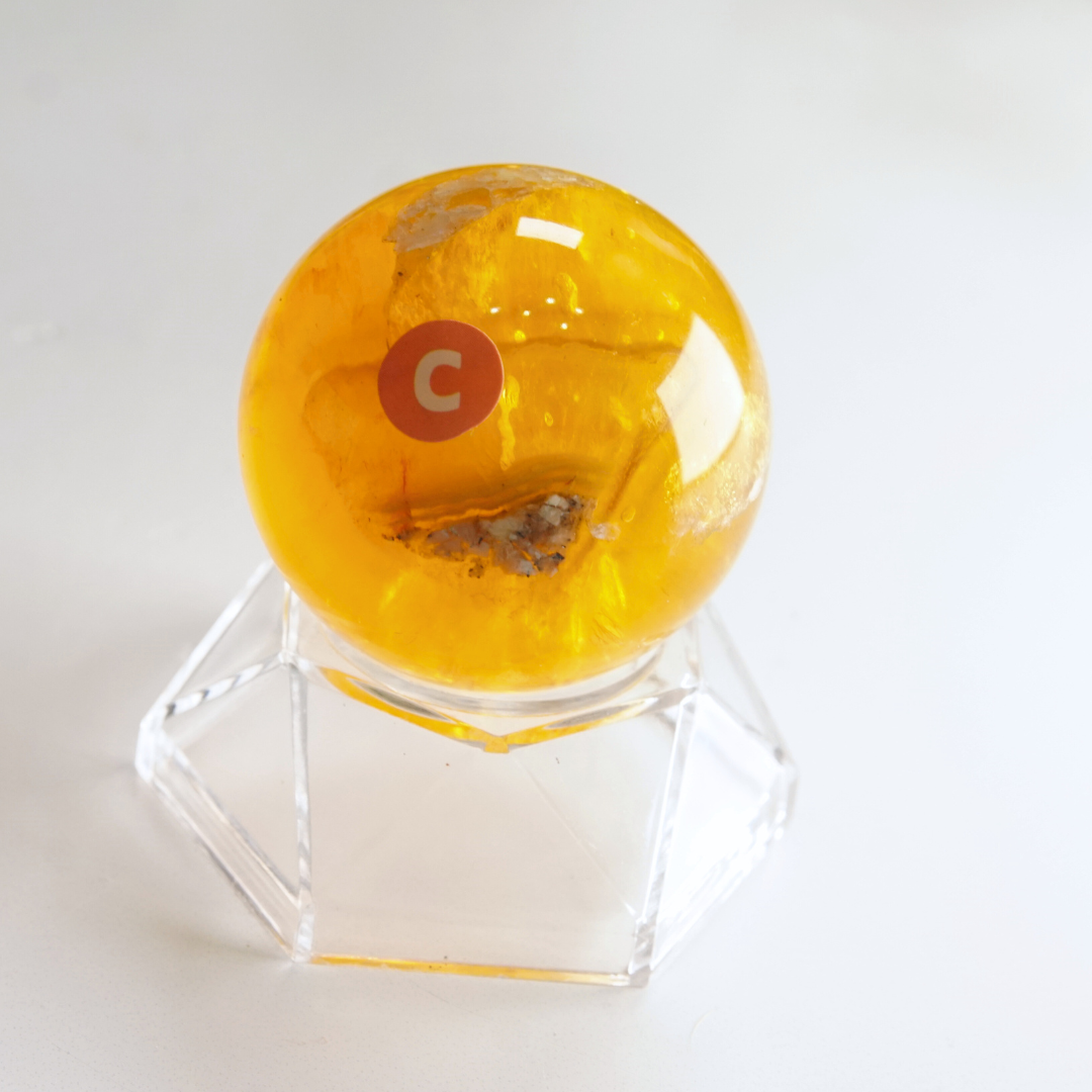 Yellow Fluorite With Mica Sphere | High Quality Glassy Fluorite (C)