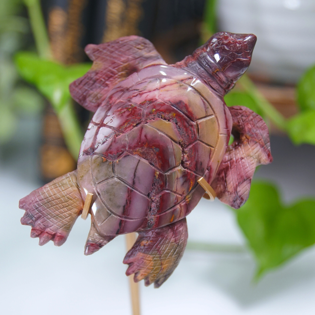 Mookaite Sea Turtle Boutique Carving (with Stand)
