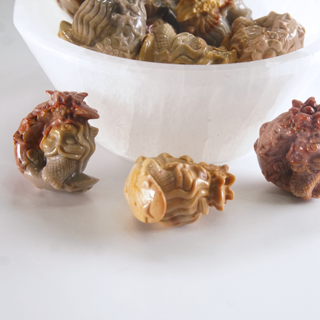 MINI Alashan Agate Sitting Mermaid On Moon Carving | Intuitively Chosen