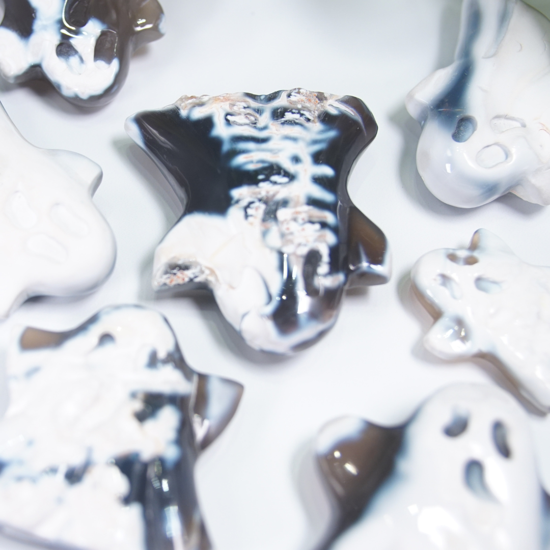 Orca Agate Blue Grey Ghost Carvings