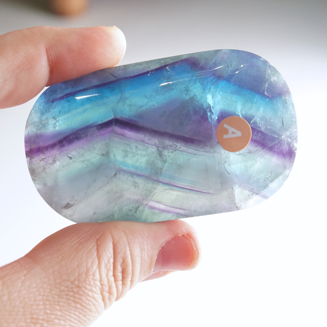 Rainbow Fluorite Palm Stone | High Quality Glassy Fluorite Palm Stone (A)