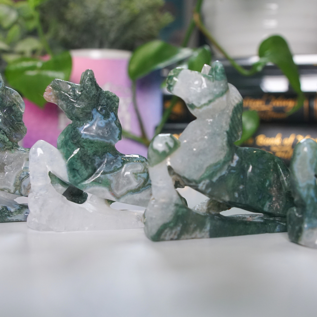 Moss Agate Small Horse Carving | Pick Your Favorite