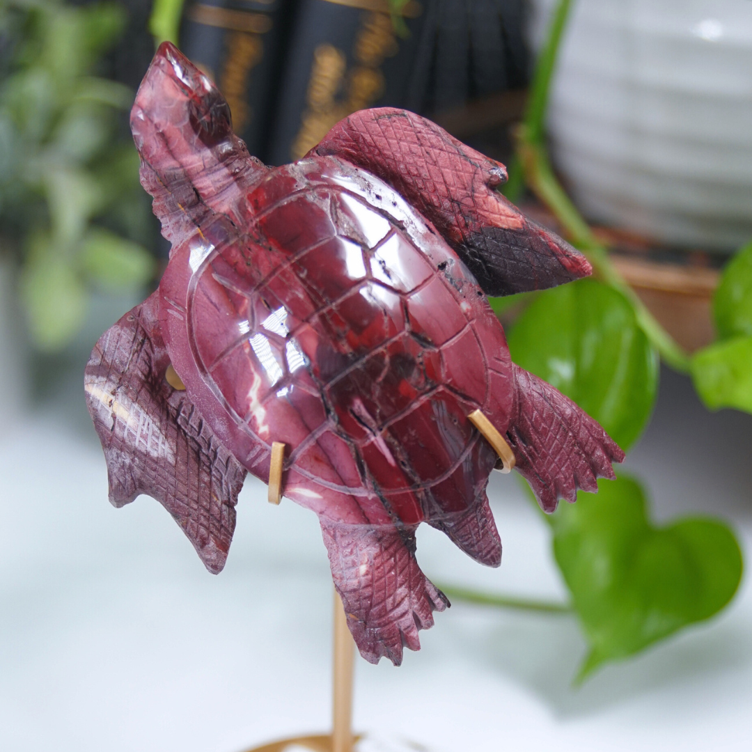 Mookaite Sea Turtle Boutique Carving (with Stand)