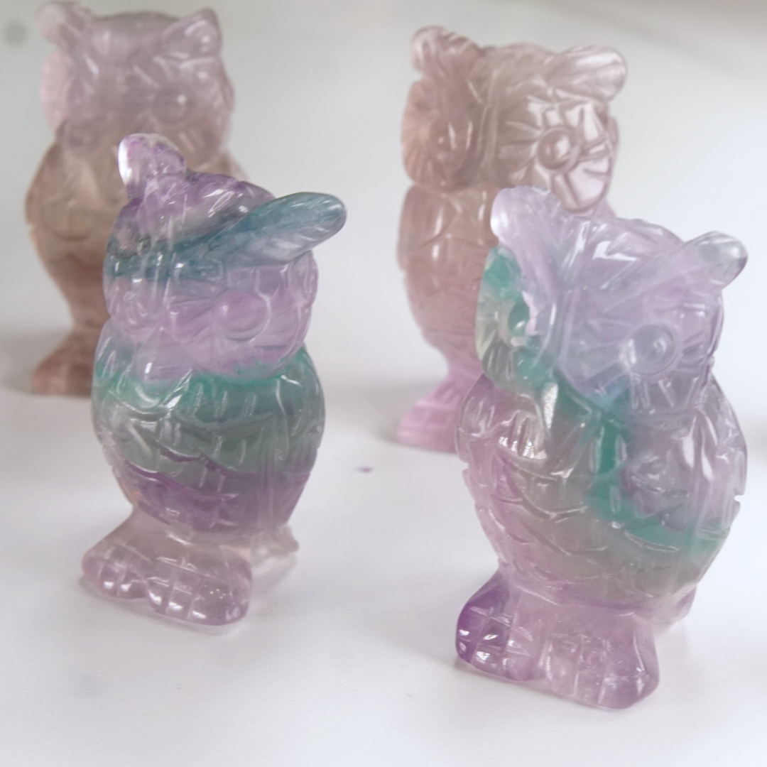 MINI Rainbow Fluorite Owl Carving | Pick Your Favorite