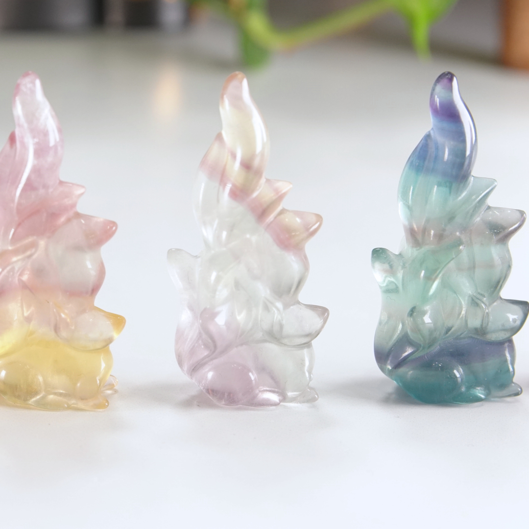 MINI Candy Fluorite Fox Carving | Pick Your Favorite