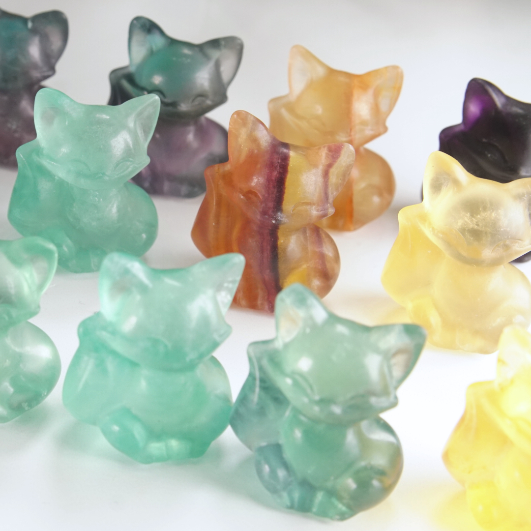 MINI Candy Fluorite Fox Carving | Pick Your Favorite
