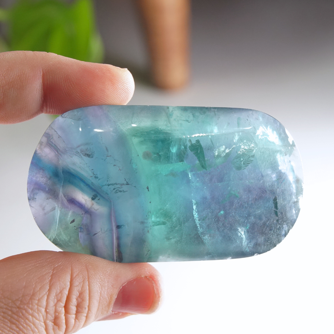 Rainbow Fluorite Palm Stone | High Quality Glassy Fluorite Palm Stone (D)