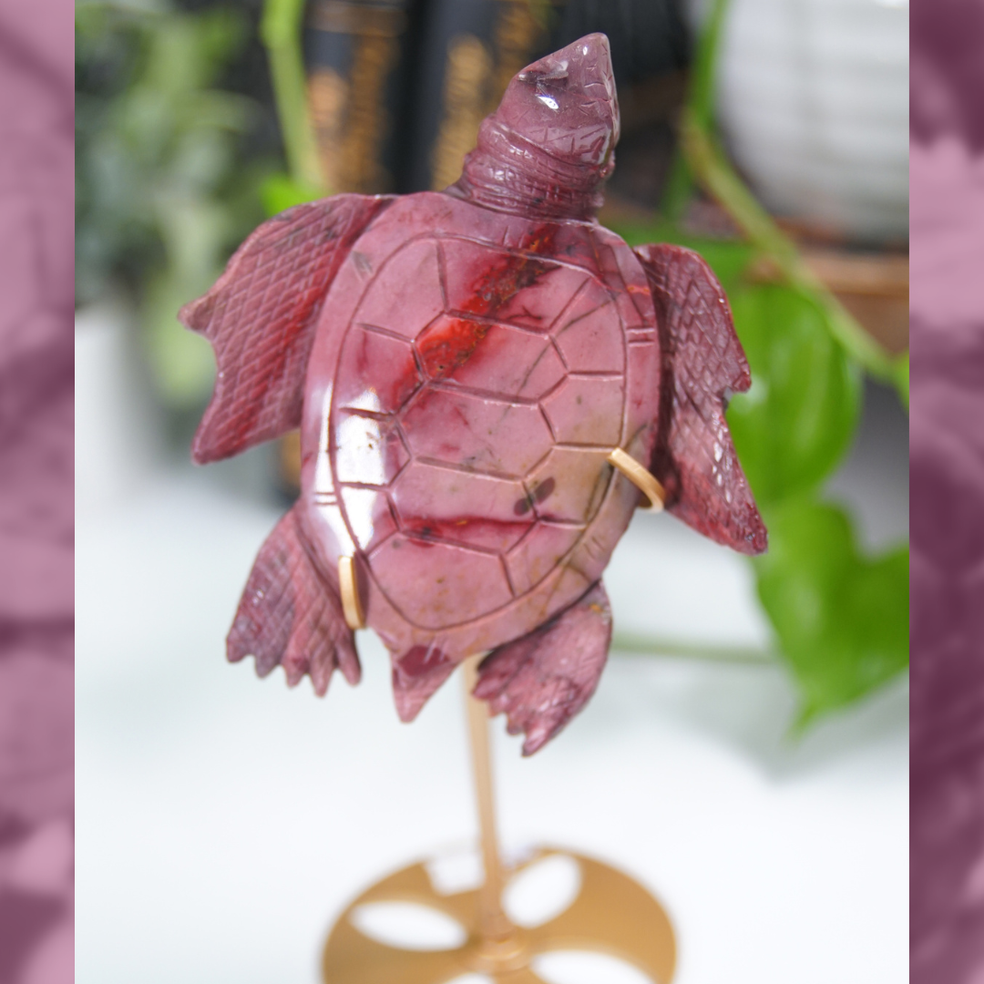 Mookaite Sea Turtle Boutique Carving (with Stand)