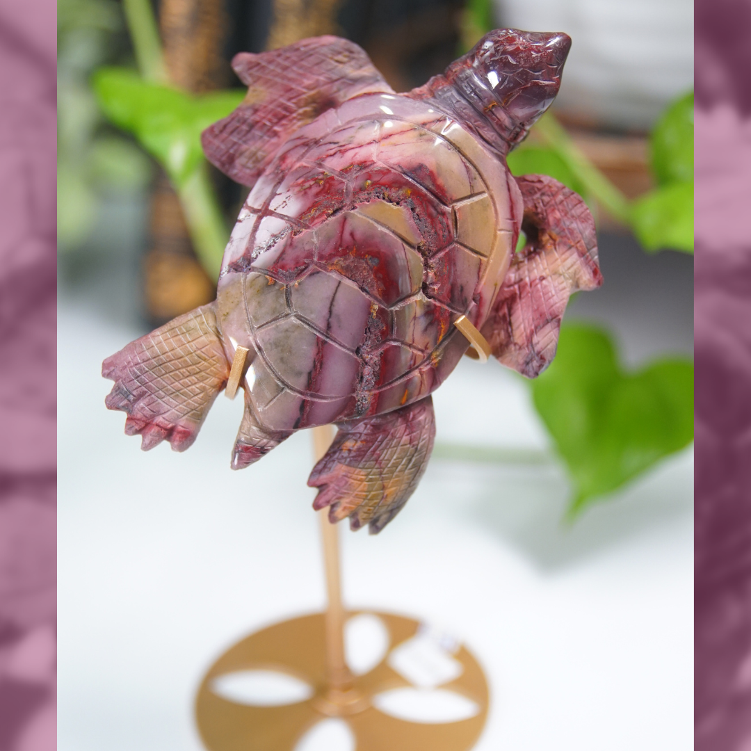Mookaite Sea Turtle Boutique Carving (with Stand)