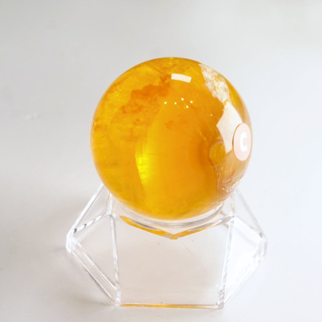 Yellow Fluorite With Mica Sphere | High Quality Glassy Fluorite (C)