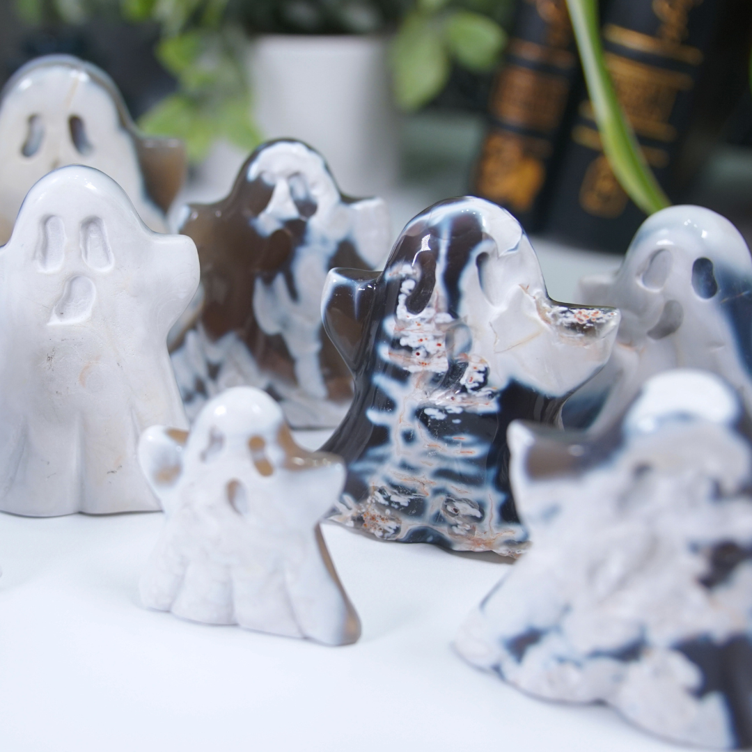 Orca Agate Blue Grey Ghost Carvings