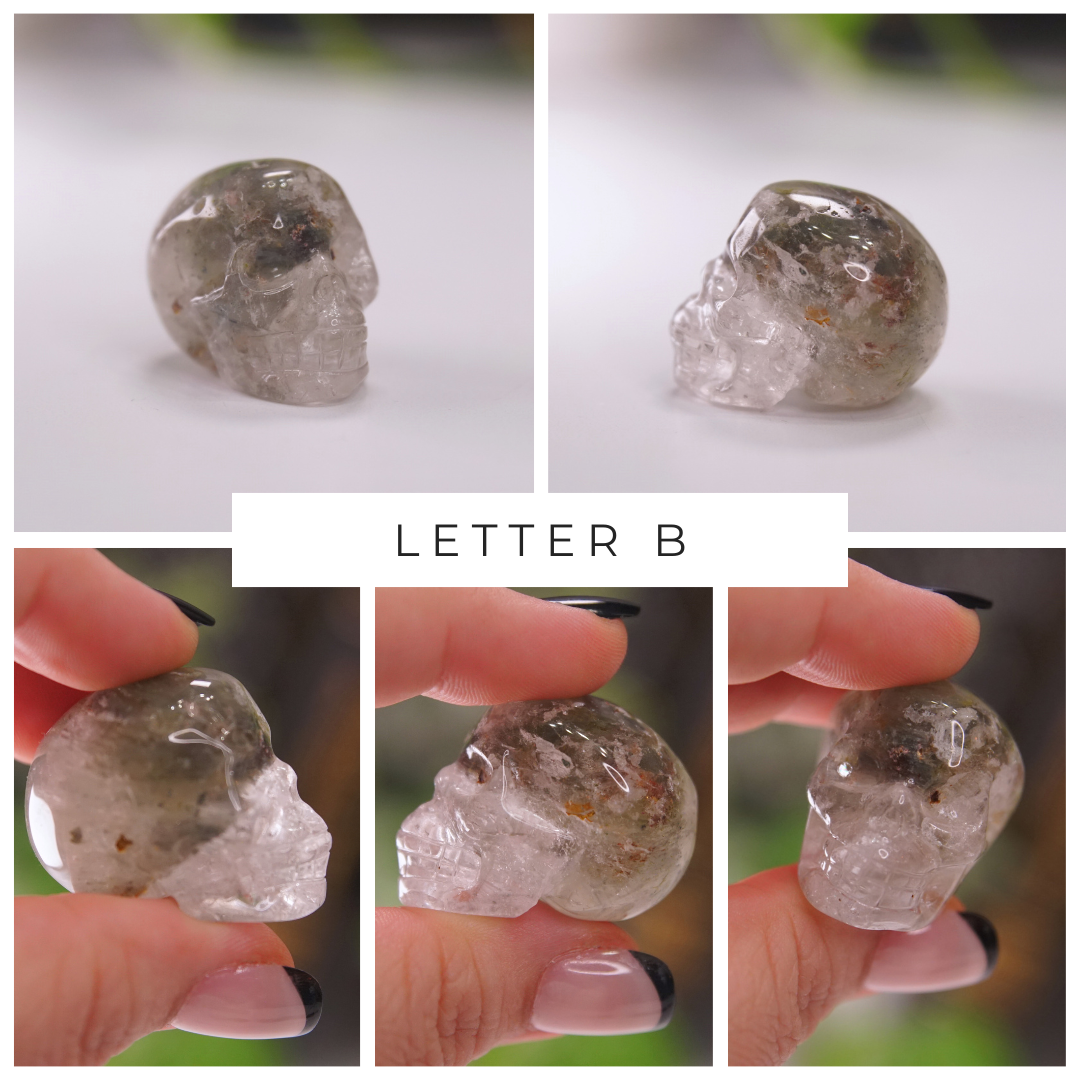 Garden Quartz Skulls Lodolite With Inclusions Crystal Carving (Mini)