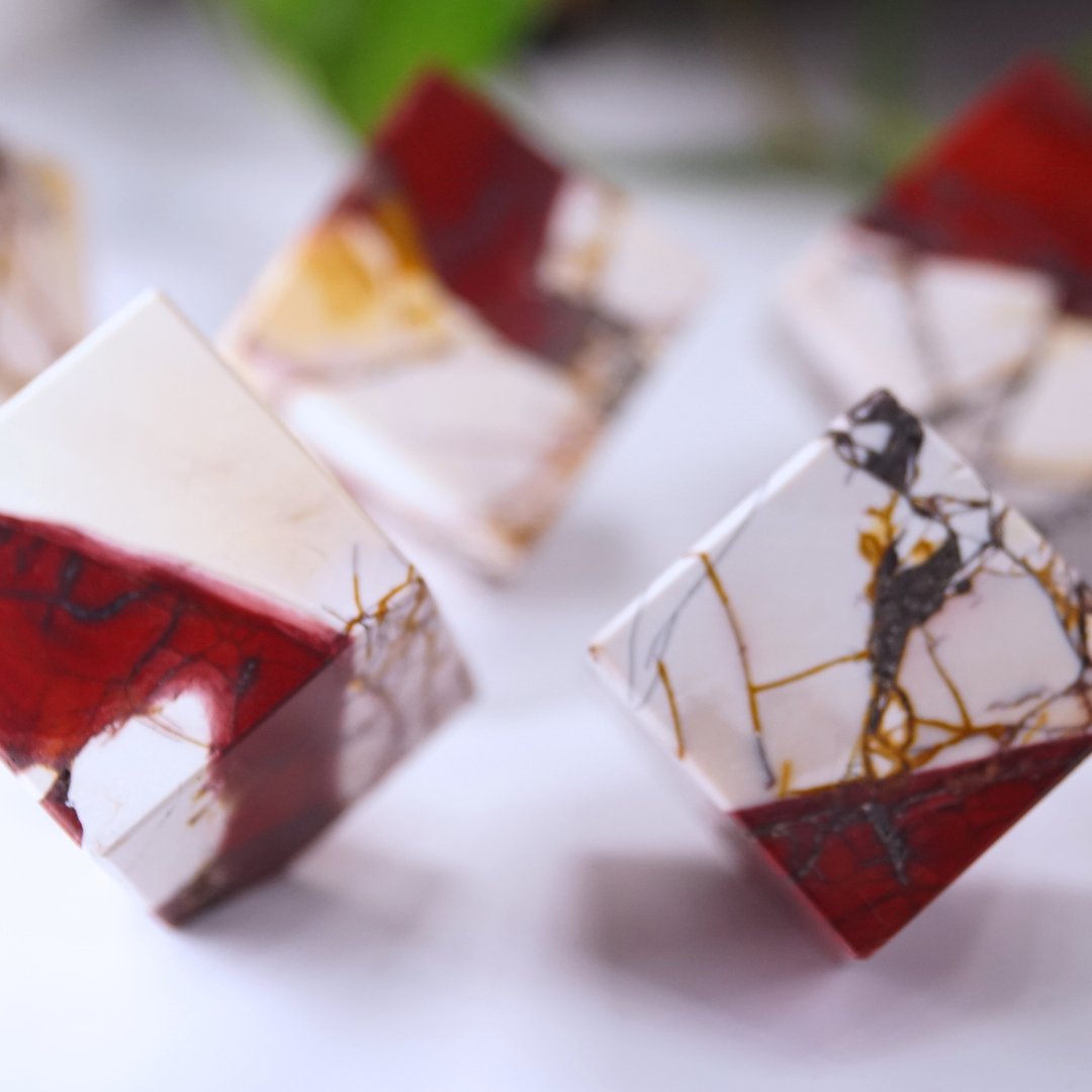 Red And White Mookaite Cubes | Pick Your Favorite