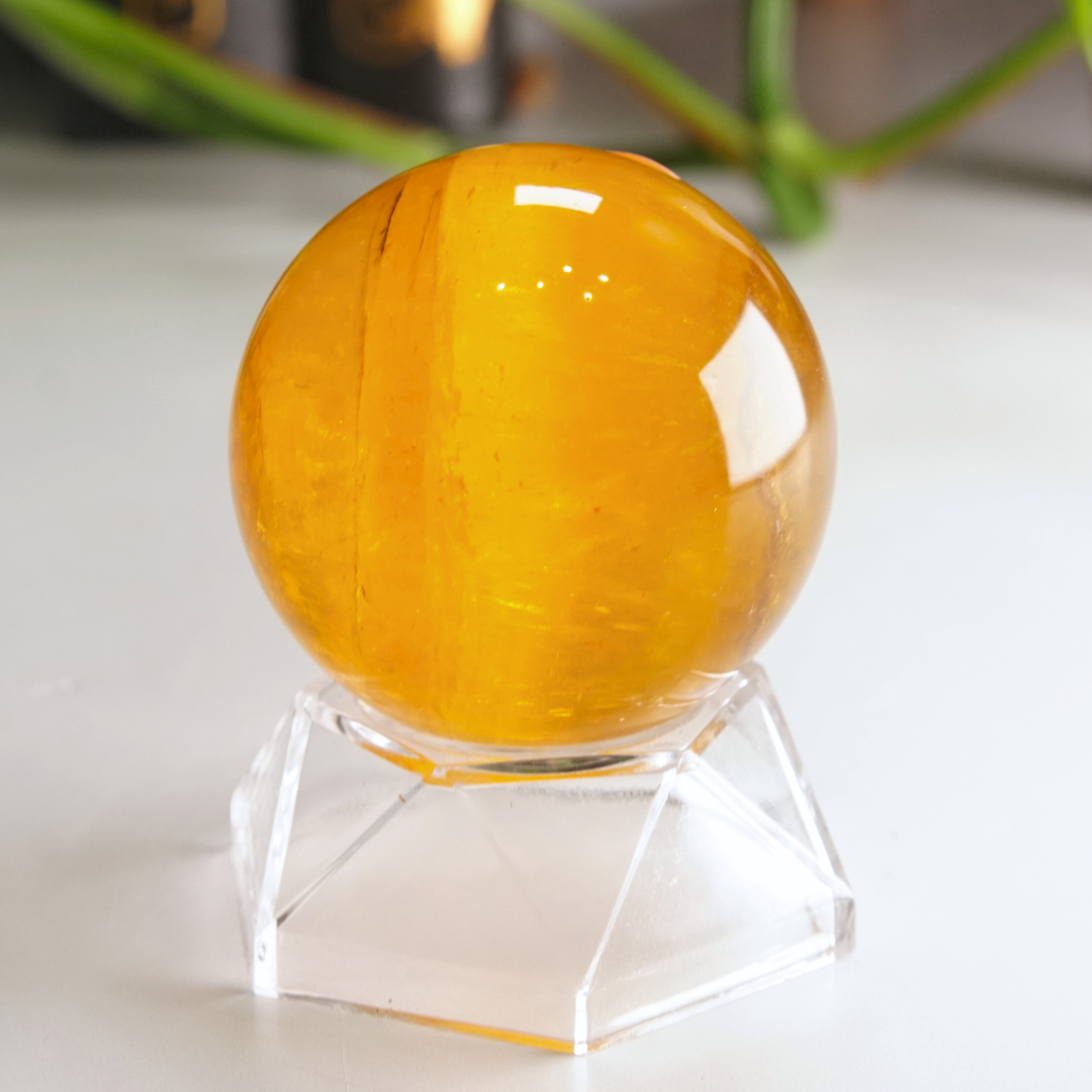 Yellow Fluorite With Mica Sphere | High Quality Glassy Fluorite (F)