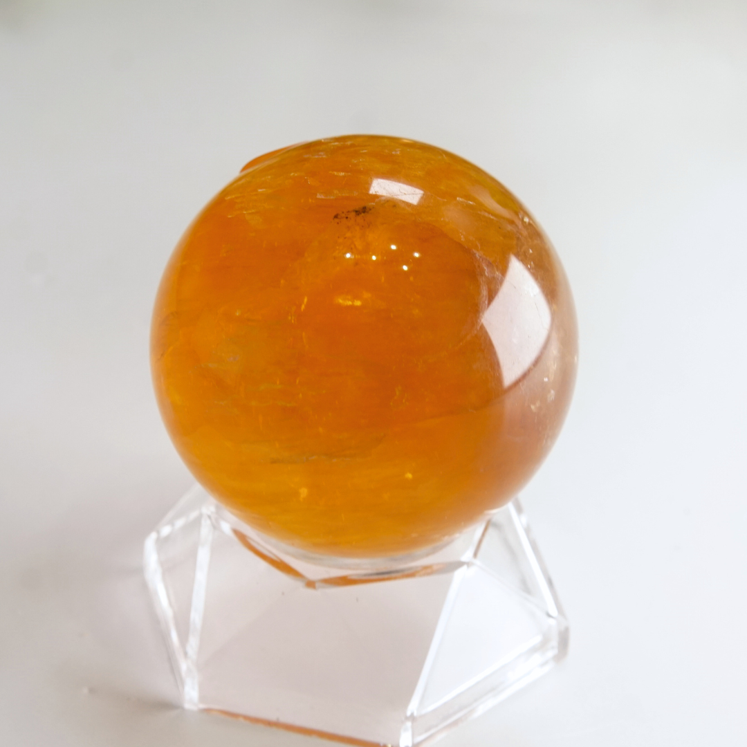 Yellow Fluorite With Mica Sphere | High Quality Glassy Fluorite (E)