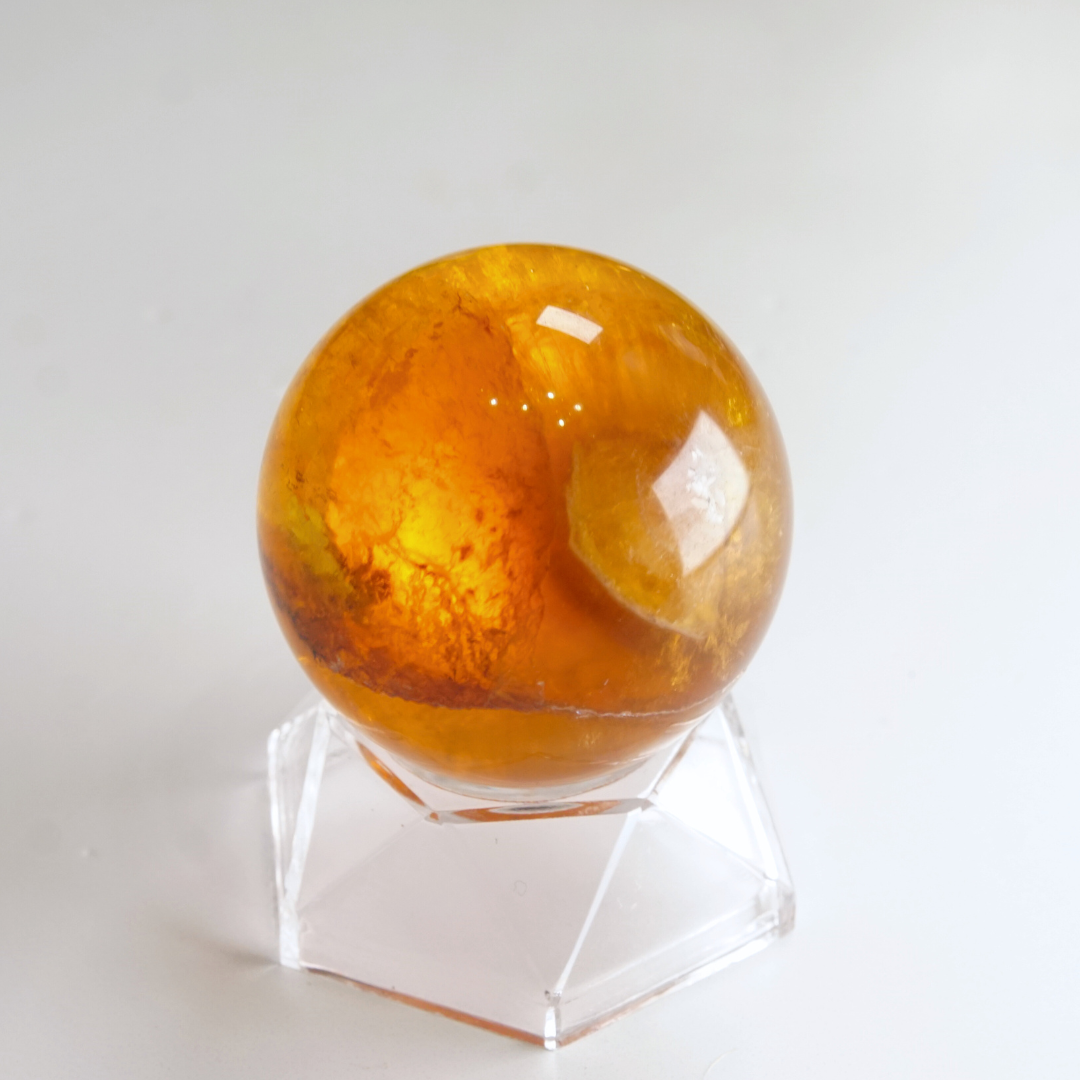Yellow Fluorite With Mica Sphere | High Quality Glassy Fluorite (A)