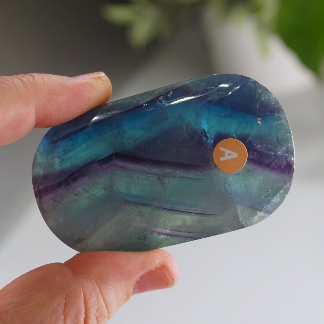 Rainbow Fluorite Palm Stone | High Quality Glassy Fluorite Palm Stone (A)